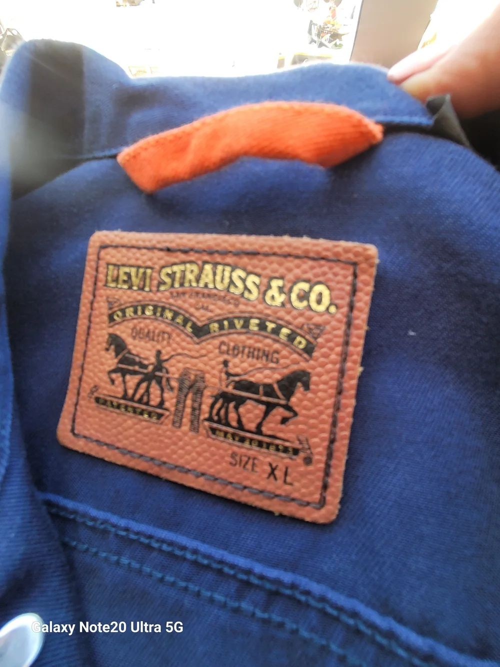 Levi's Navy Denim Trucker Jacket with Broncos Patch - Picture 2 of 5